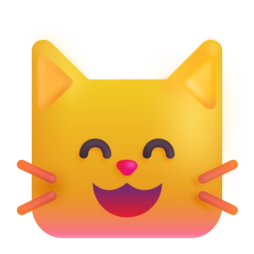 Улыбающийся кот с улыбающимися глазами (цвет).