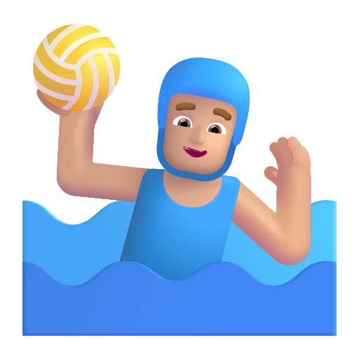 Мужчина играет в водное поло, цвет средний свет