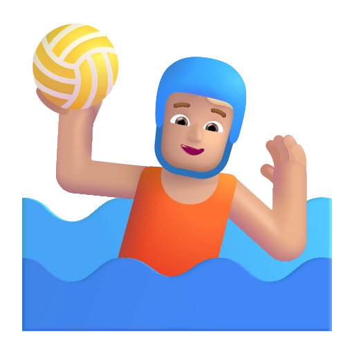 Человек, играющий в водное поло, цвет средний светлый