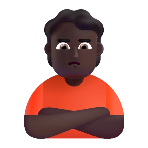 Человек надулся, цвет кожи темный